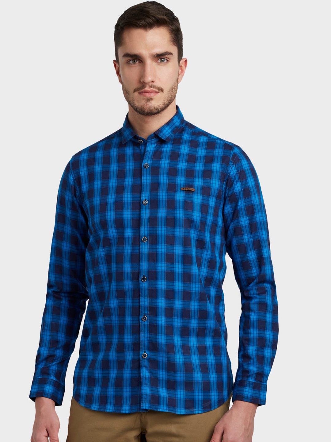 

ColorPlus Men Blue Regular Fit Checked Casual Shirt