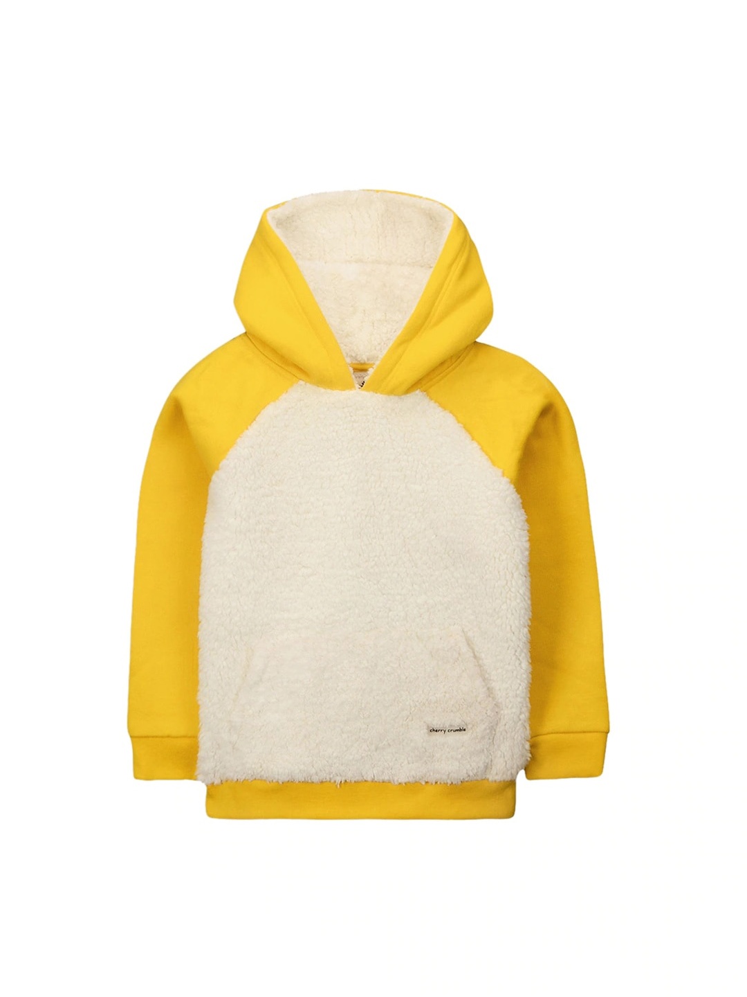 

Cherry Crumble Kids White & Yellow Colourblocked Hooded Sweatshirt
