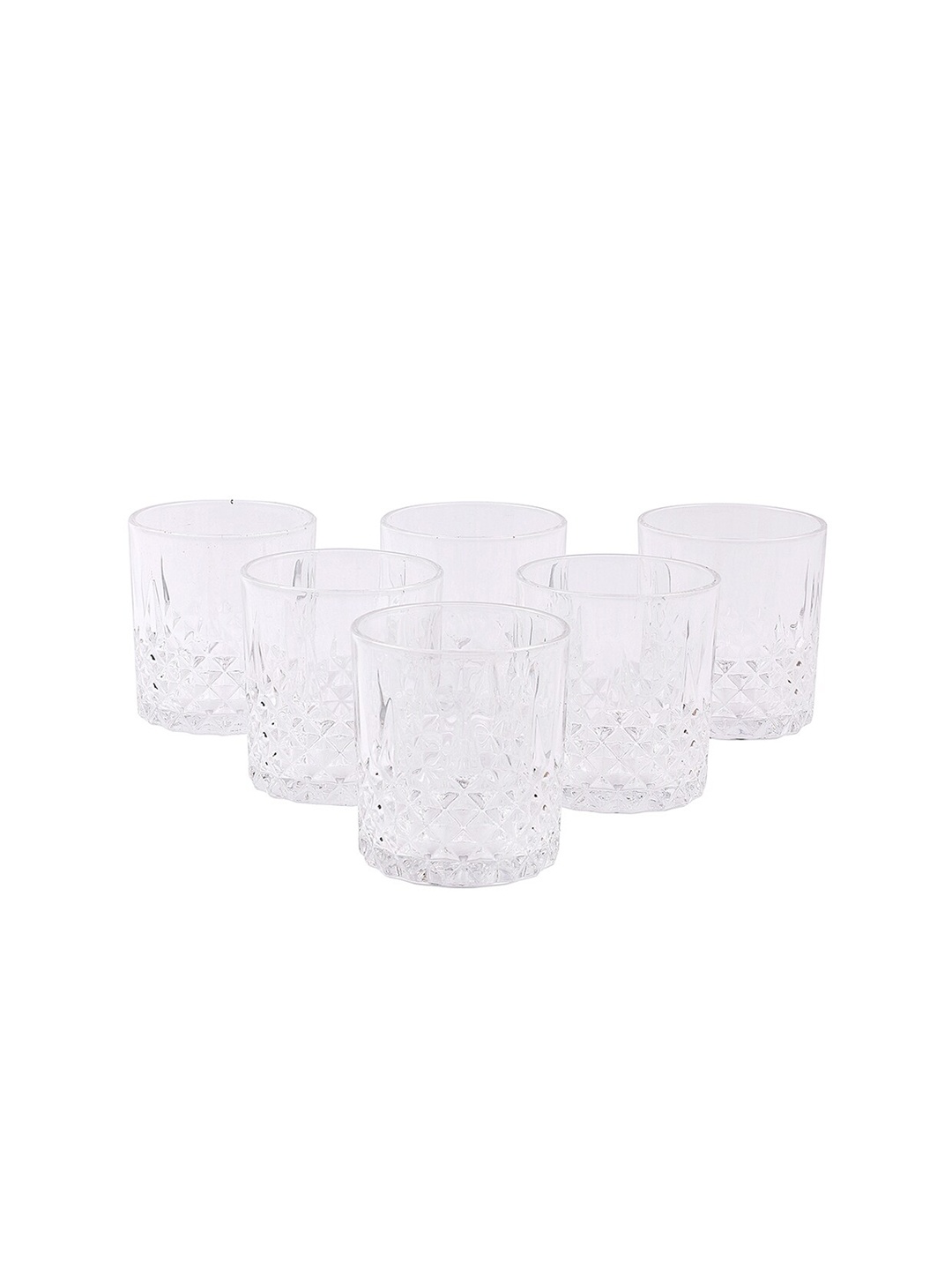 

ceradeco Set Of 6 Transparent Textured Luxor Shaped Whisky Glasses
