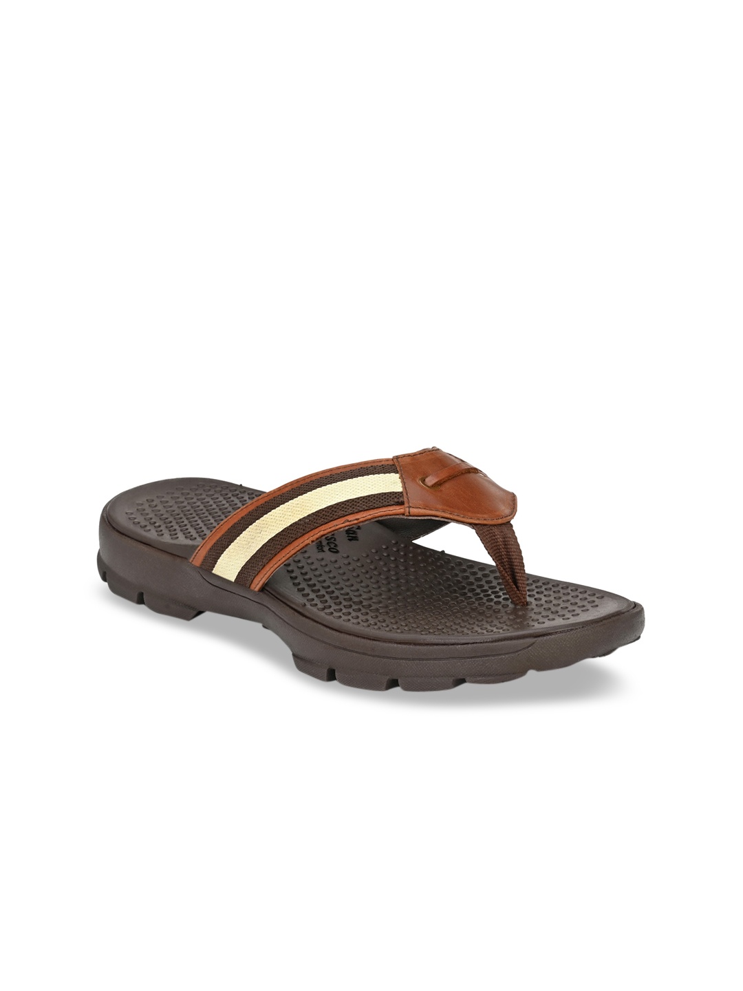 

San Frissco Men Tan Brown & Beige Colourblocked Leather Comfort Sandals