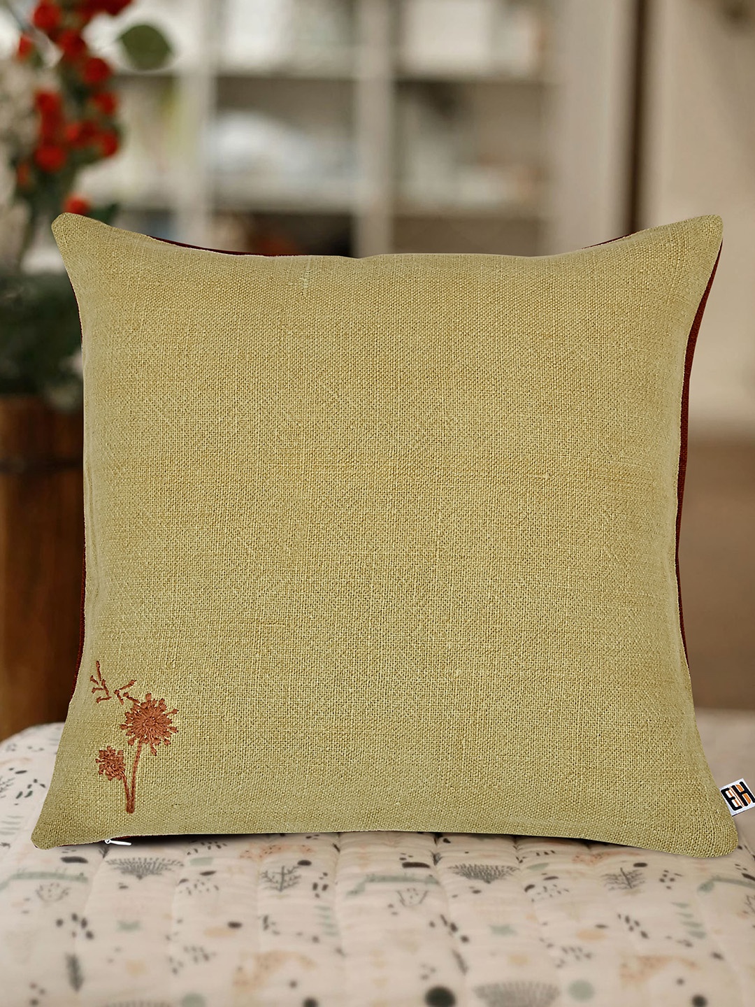 

EverHOME Beige Set of Single Embroidered Square Cushion Covers