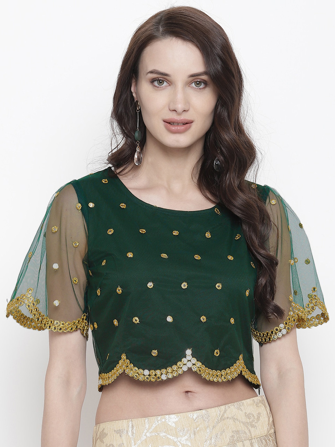 

AKIMIA Women Green Embellished Top