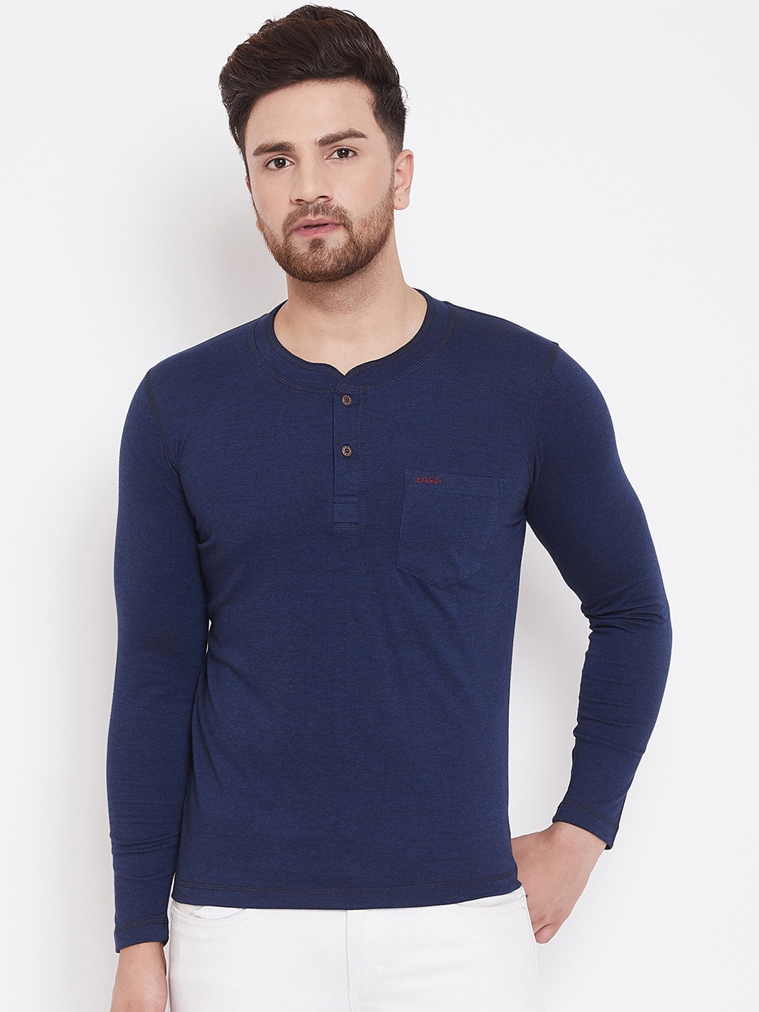 

Adobe Men Navy Blue Solid Polo Collar T-shirt