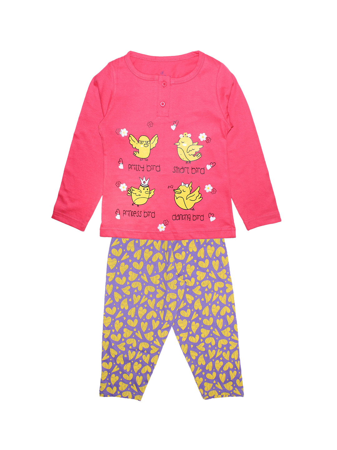 

KiddoPanti Girls Pink & Purple Printed Night suit