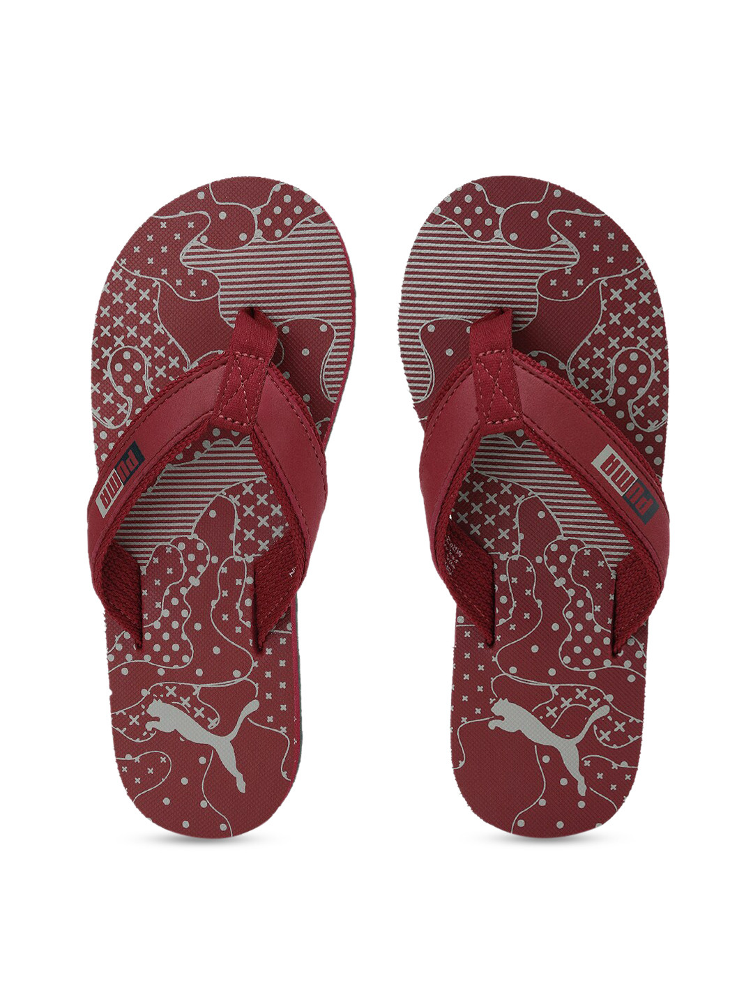 

Puma Women Red Grey Printed Light Thong Flip-Flops