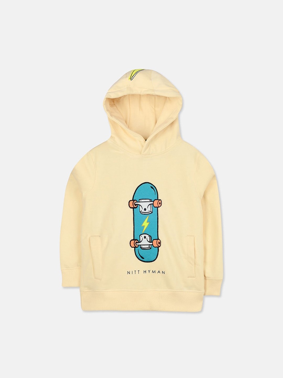 

Cherry Crumble Kids Cream-Coloured Printed Hooded Sweatshirt
