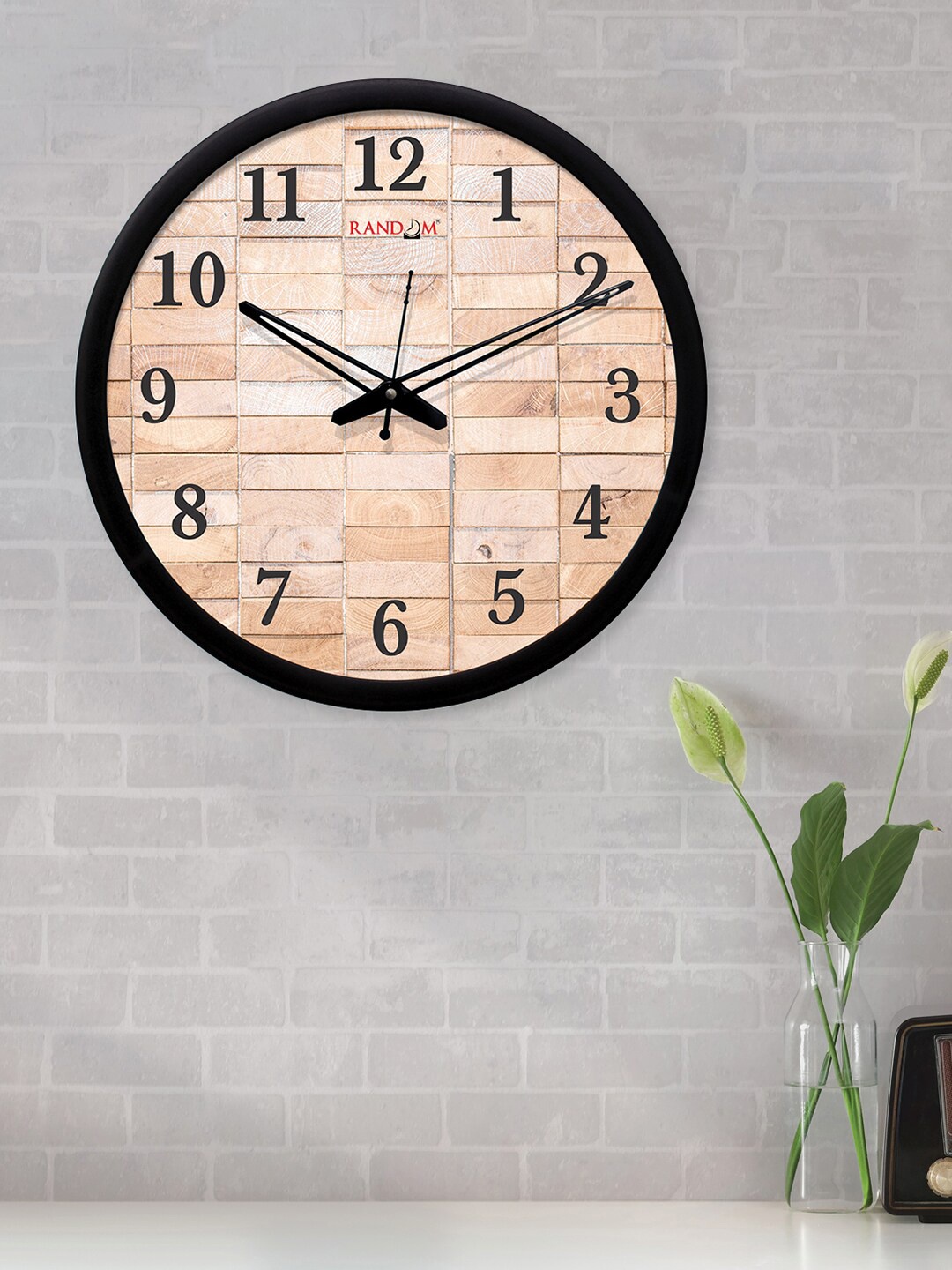 RANDOM Beige Round Printed Analogue Wall Clock (30.48 cm x 30.48 cm)