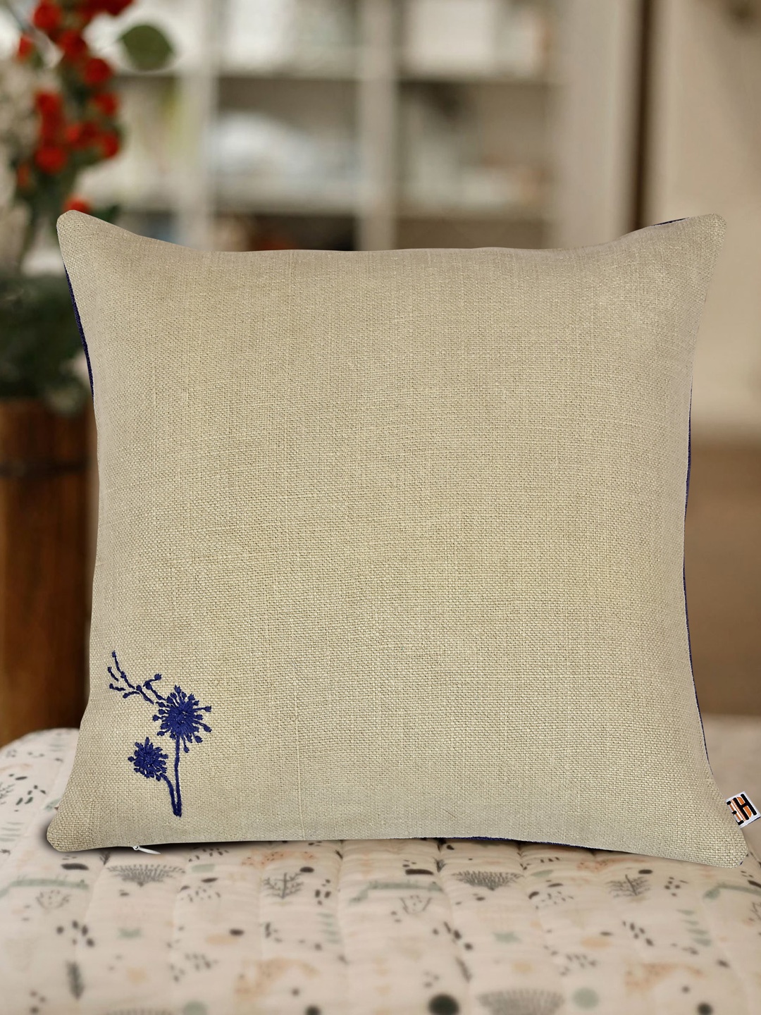 

EverHOME Purple & Beige Single Embroidered Square Cushion Covers