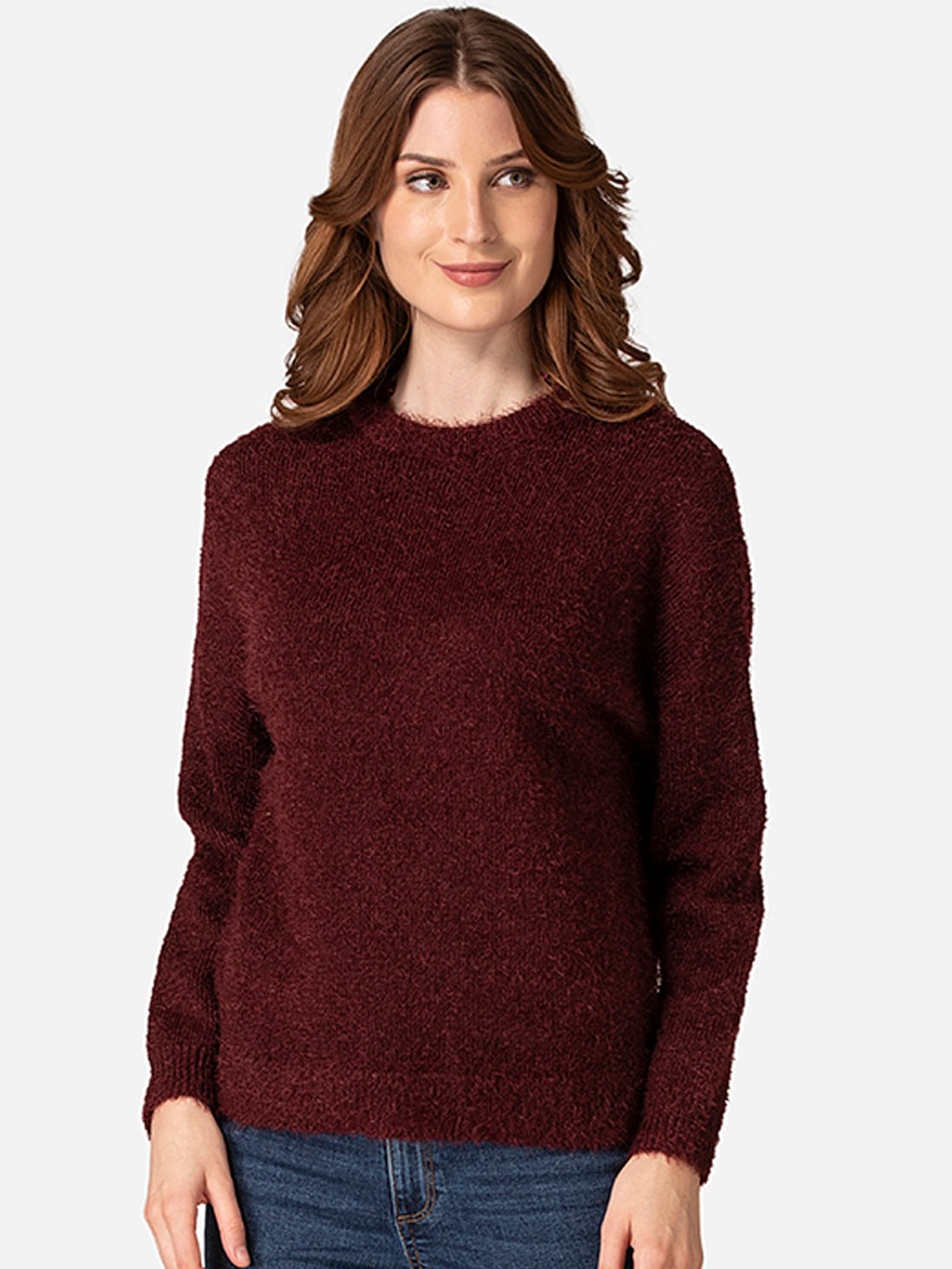 

Mode by Red Tape Women Burgundy Solid Pullover Sweater