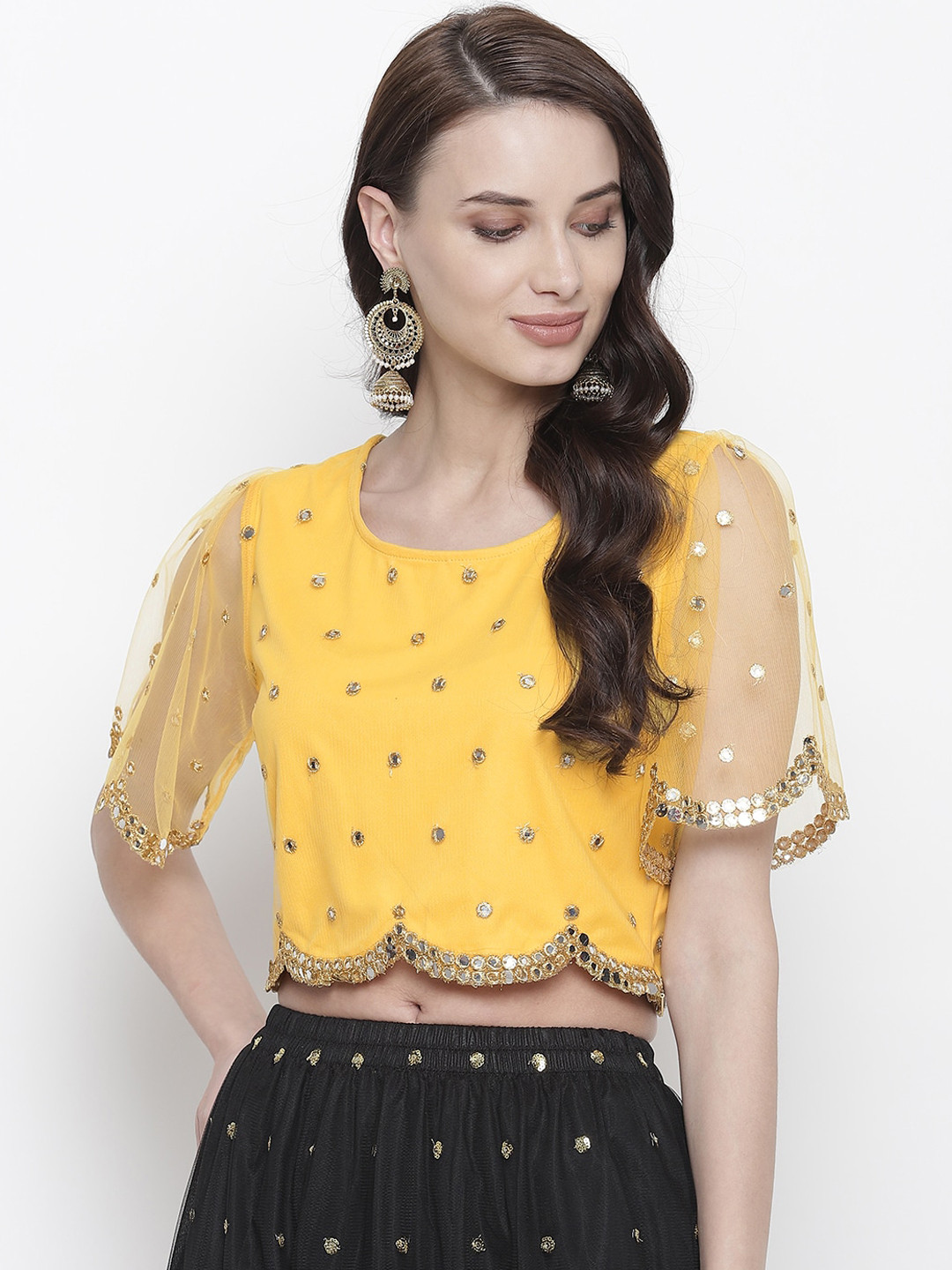 

AKIMIA Women Yellow Embellished Top