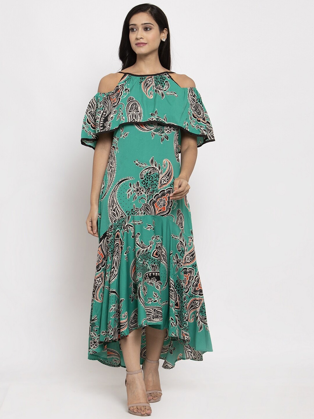 

Karmic Vision Women Green Printed A-Line Dress