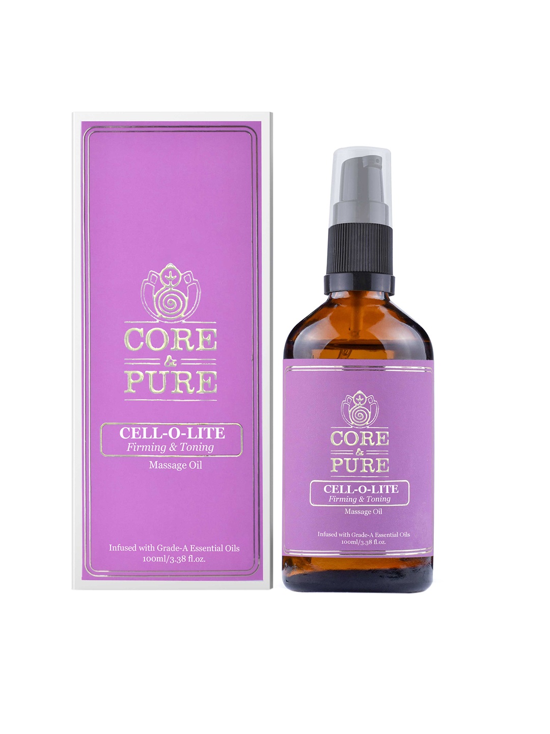 

CORE & PURE Cell-O-Lite Essential Massage Oil for Firming and Toning, Brown