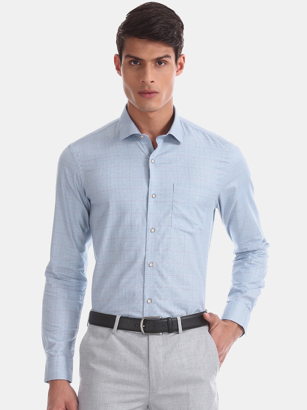 

Arrow Men Blue Slim Fit Checked Formal Shirt