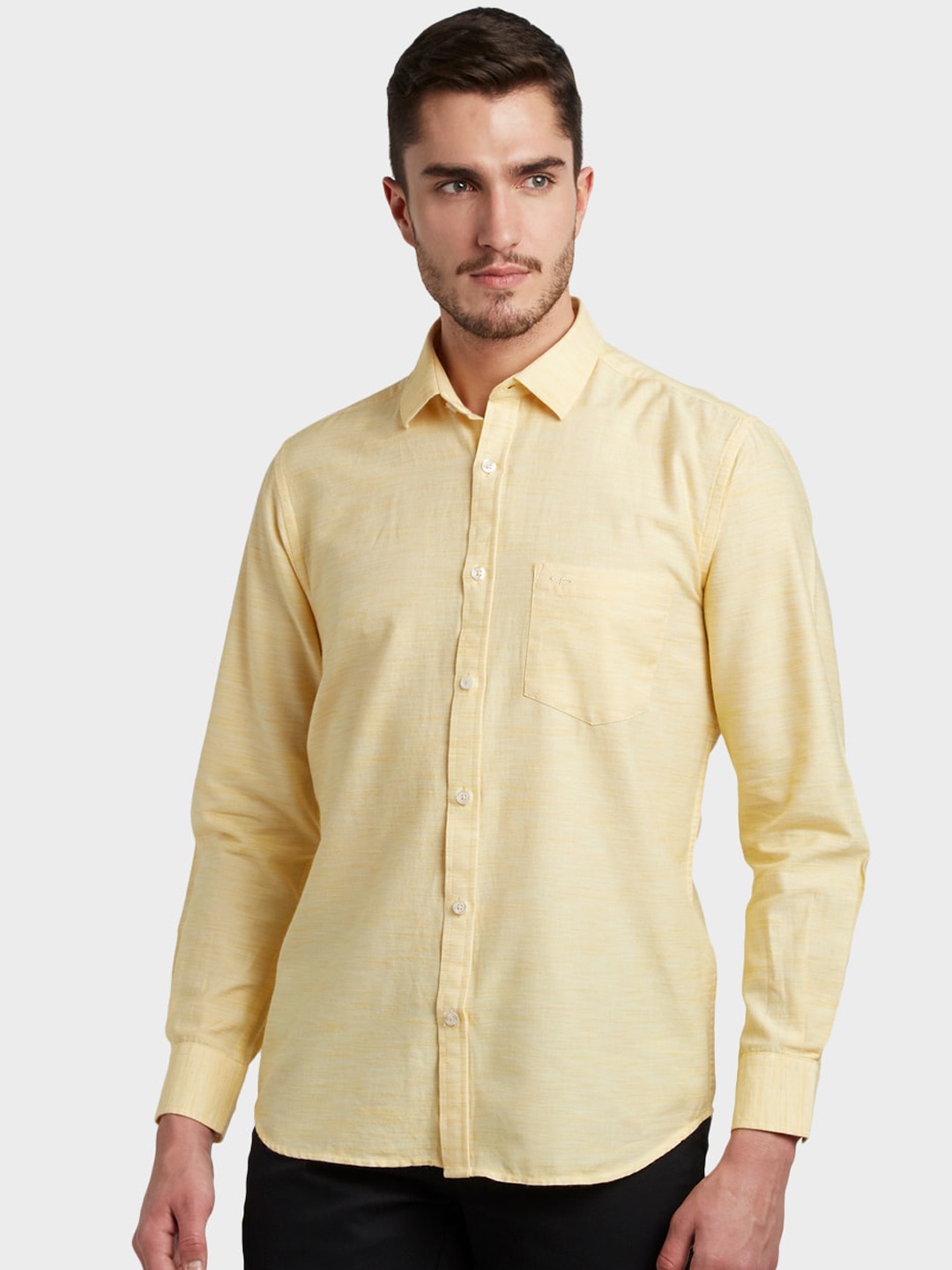 

ColorPlus Men Yellow Tailored Fit Solid Casual Shirt