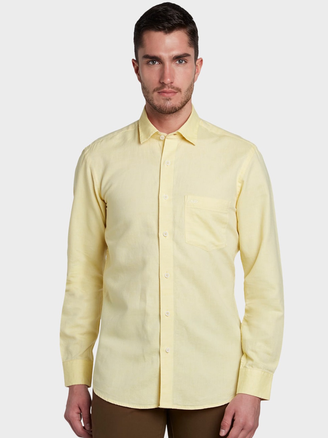 

ColorPlus Men Yellow Tailored Fit Solid Casual Shirt