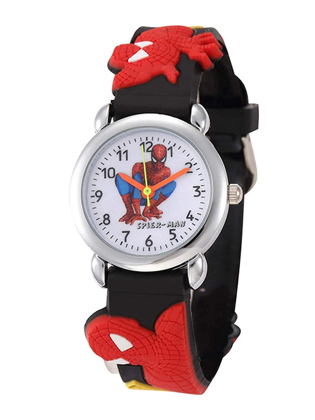 

SWADESI STUFF Unisex Kids White Analogue Watch black spidermen