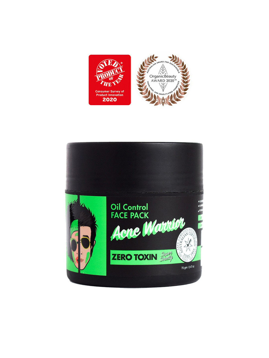 

Super Smelly Unisex Black Acne Warrior Natural Face Pack For Acne & Pimples 70g