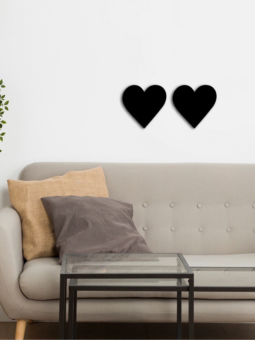 

eCraftIndia Set of 2 Ready to Hang Wood Wall Art Cutout, Black