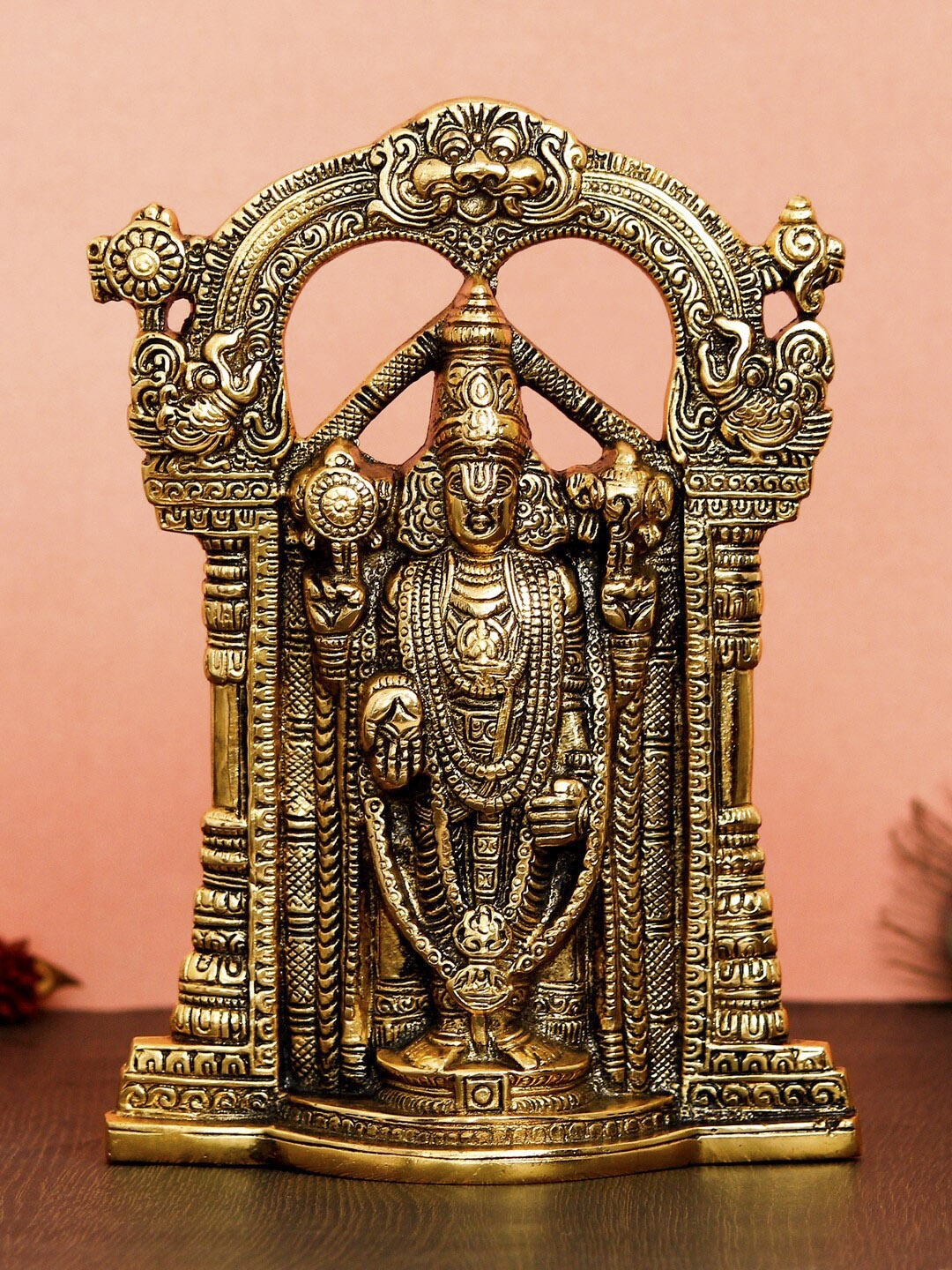 eCraftIndia Gold-Toned Handcrafted Lord Balaji Idol Decorative Showpiece
