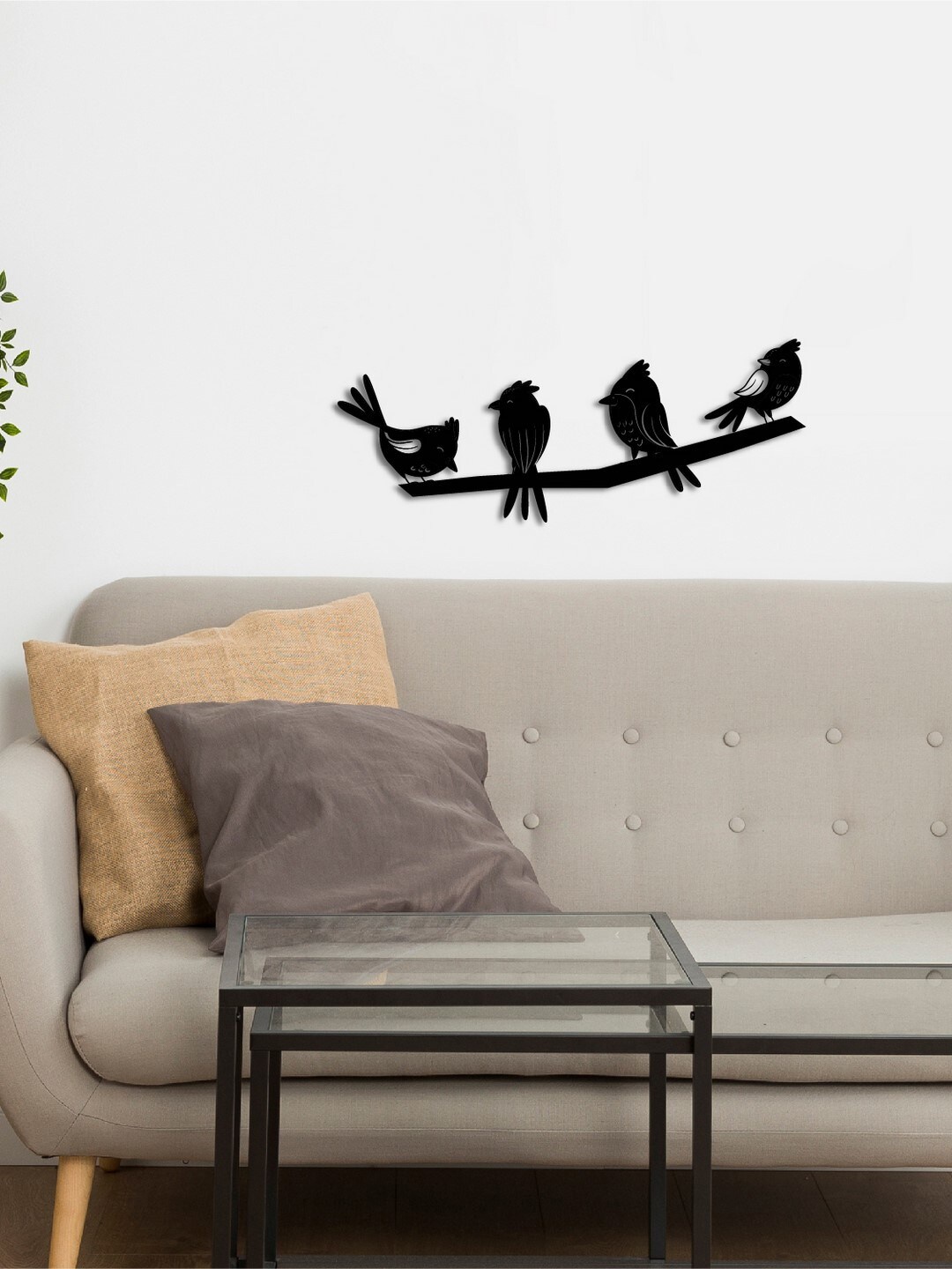 

"Birds on a Branch" Black Engineered Wood Wall Art Cutout, Ready to Hang Home Decor