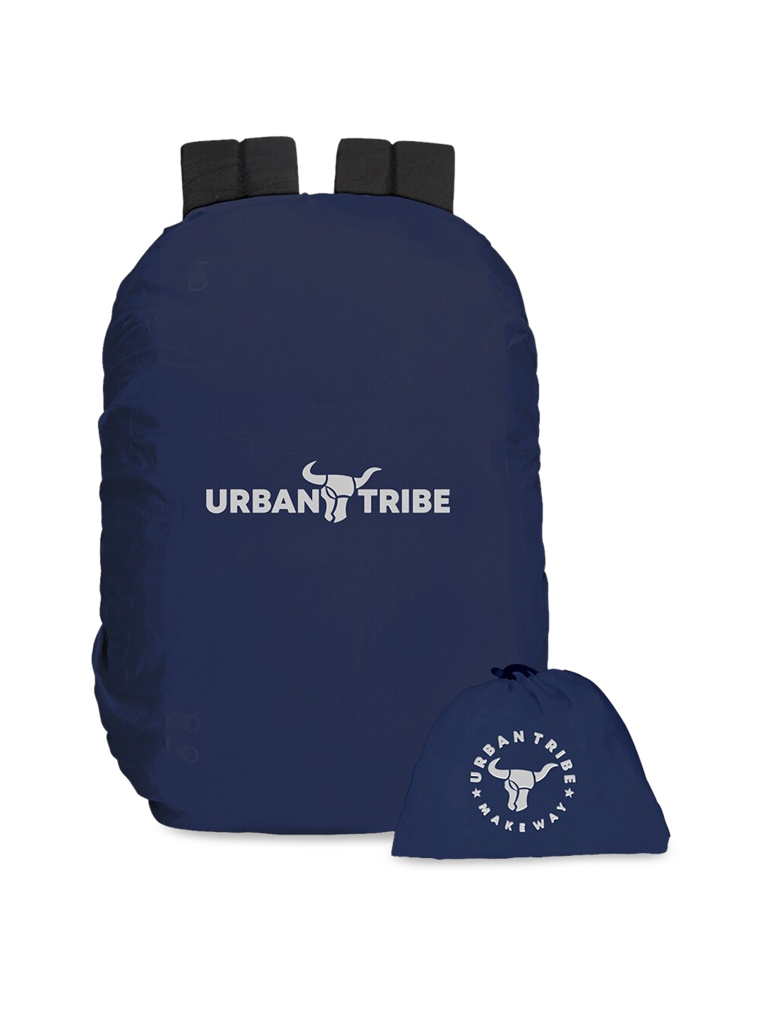 

URBAN TRIBE Navy Blue & White Printed Backpack Rain Cover With Pouch