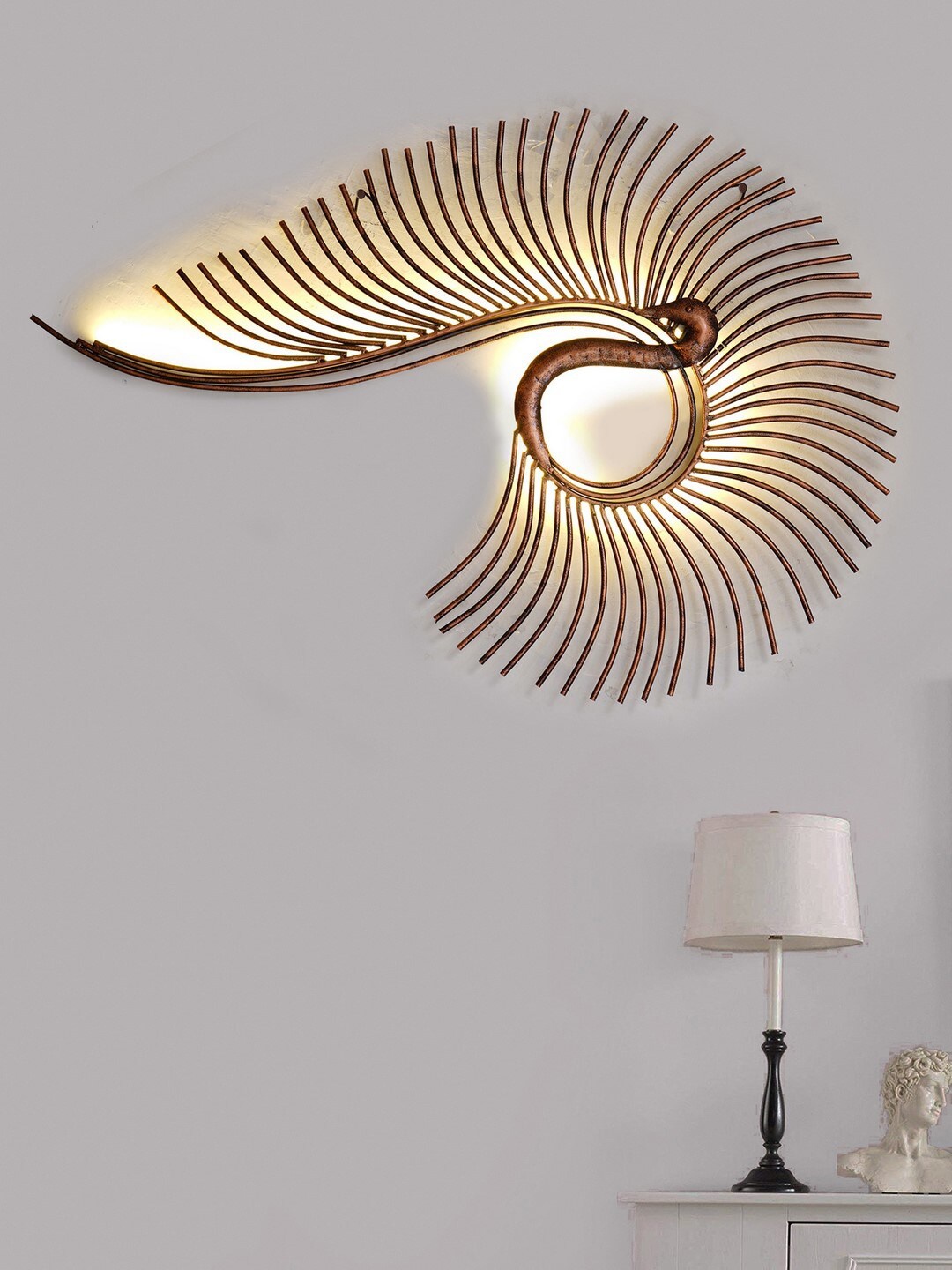 

eCraftIndia Brown Peacock Handcrafted Wall Hanging with Background LED Lights