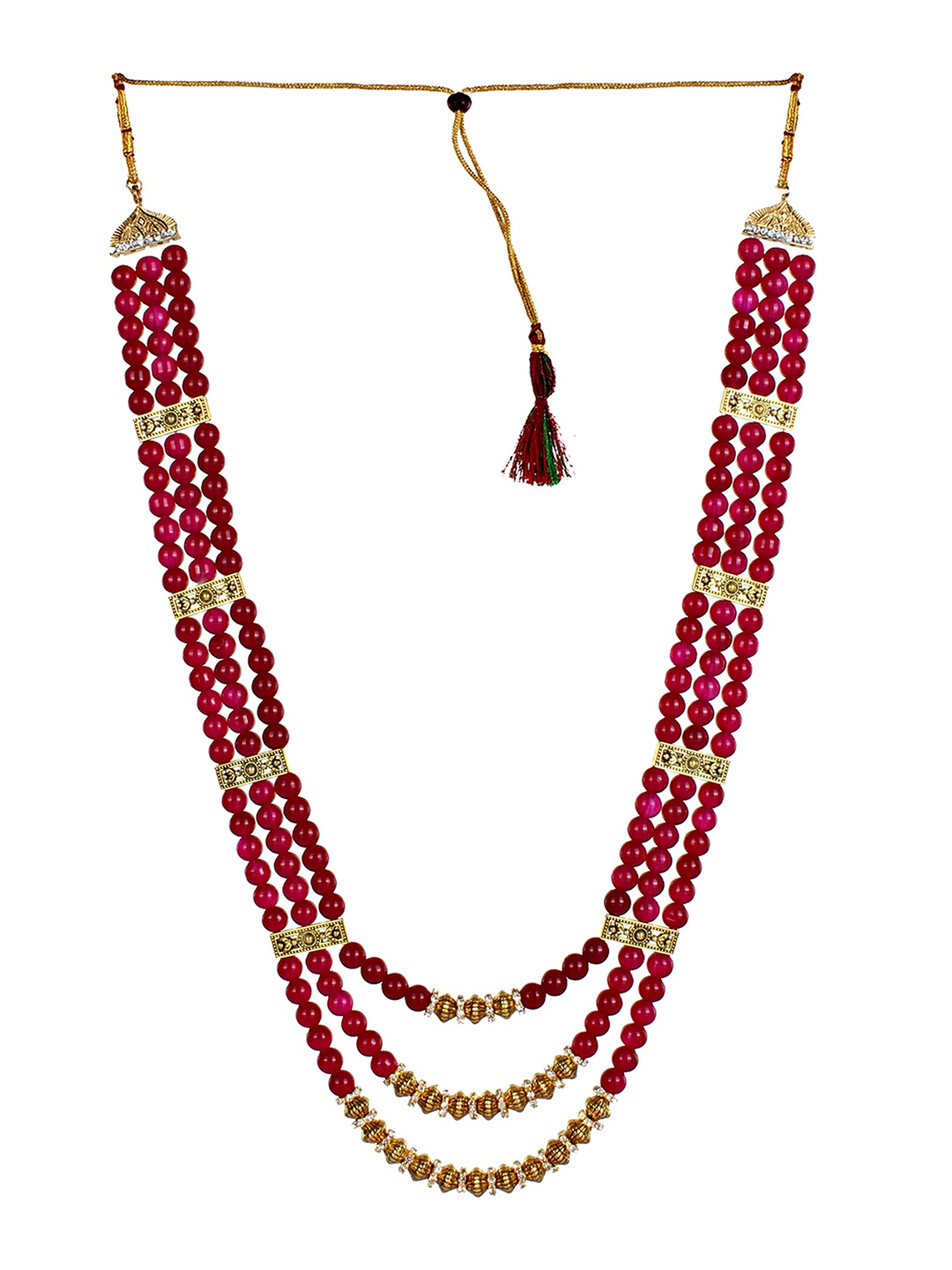LUCKY JEWELLERY Men Maroon Alloy Gold-Plated Necklace