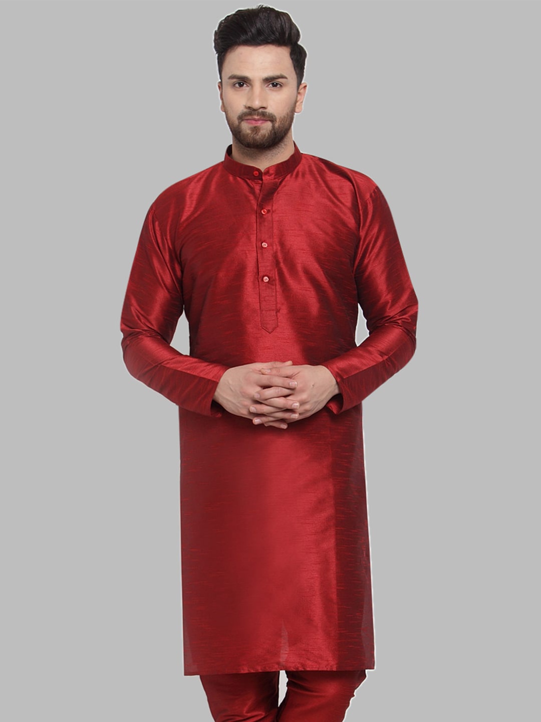 

Jompers Men Maroon Solid Straight Kurta