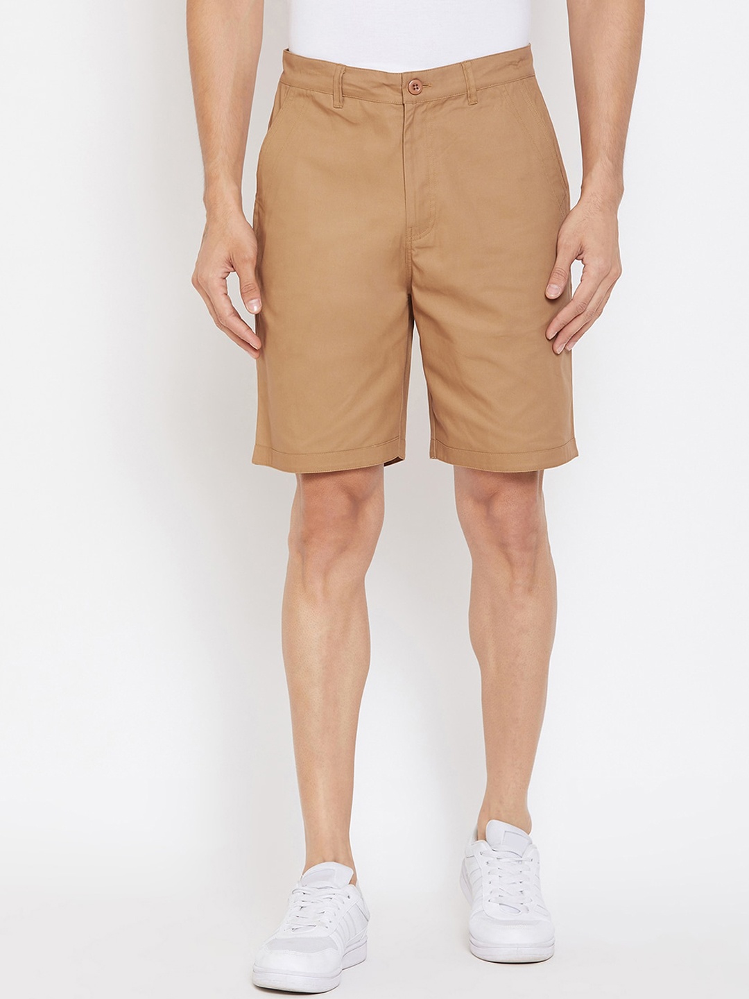 

Hypernation Men Khaki Solid Regular Fit Chino Shorts