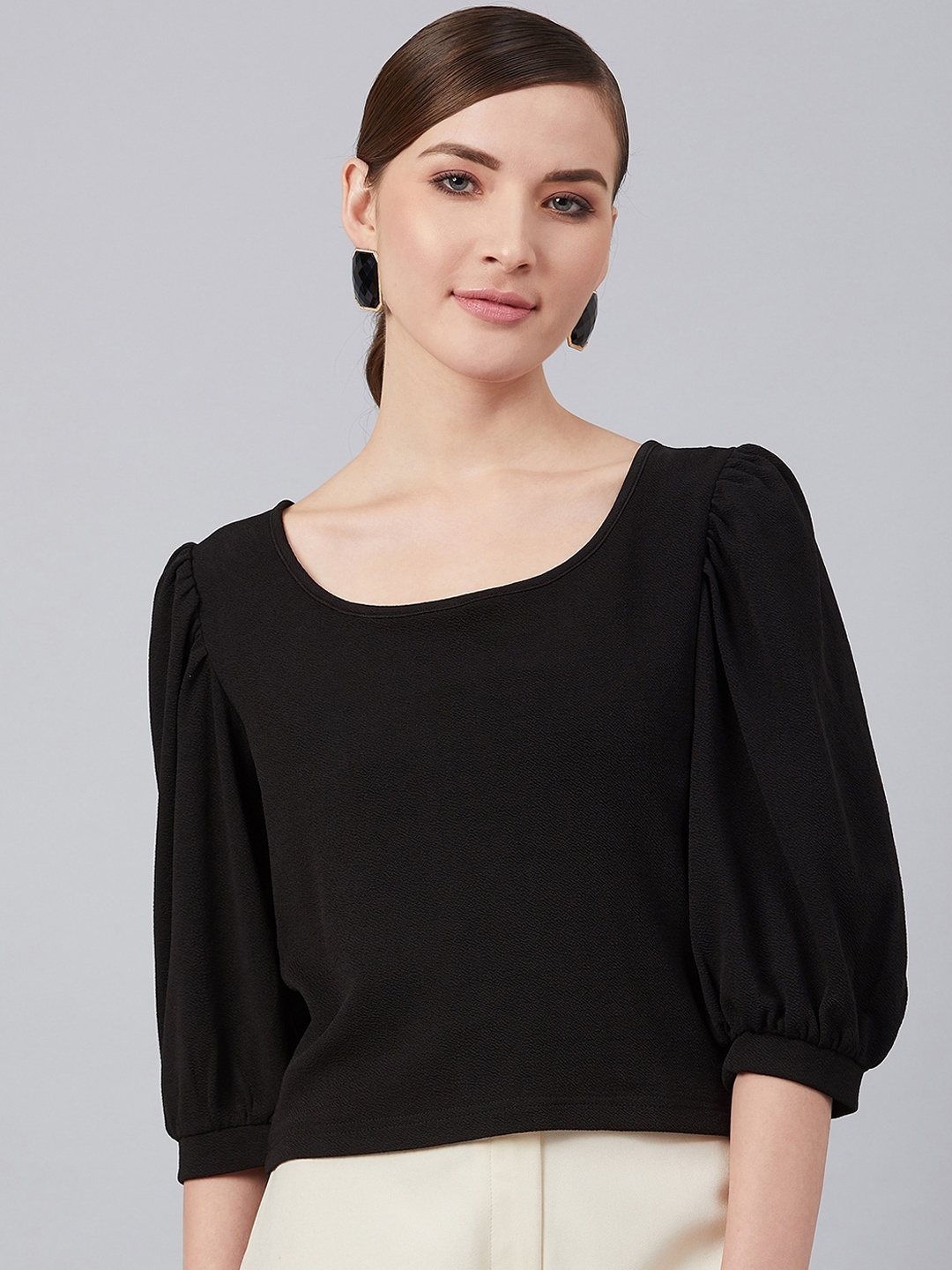 

Marie Claire Women Black Solid Top