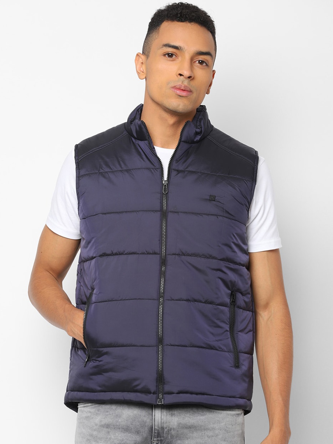 

Allen Solly Men Navy Blue Solid Padded Jacket