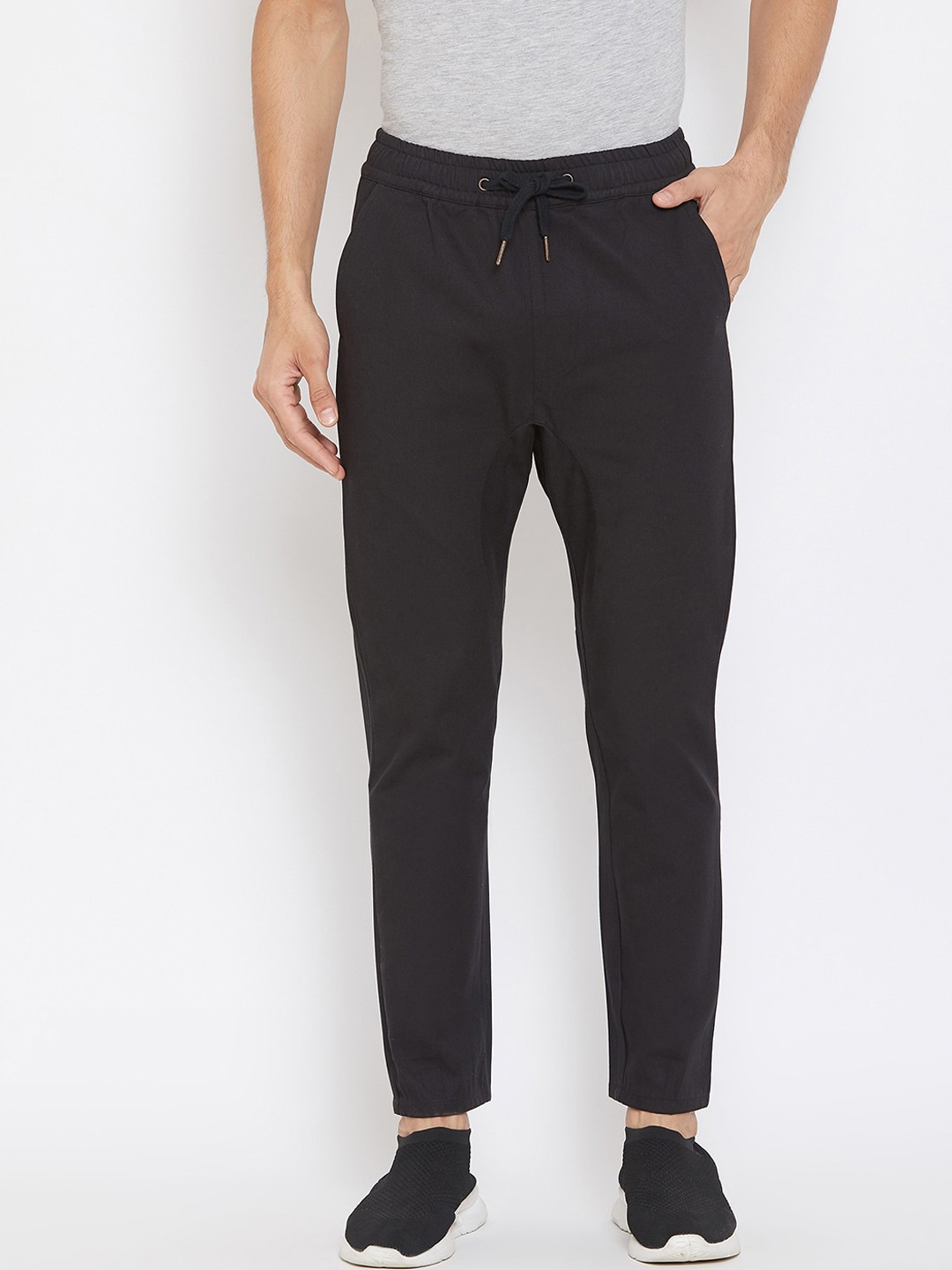 

Hypernation Men Black Slim Fit Solid Track Pants