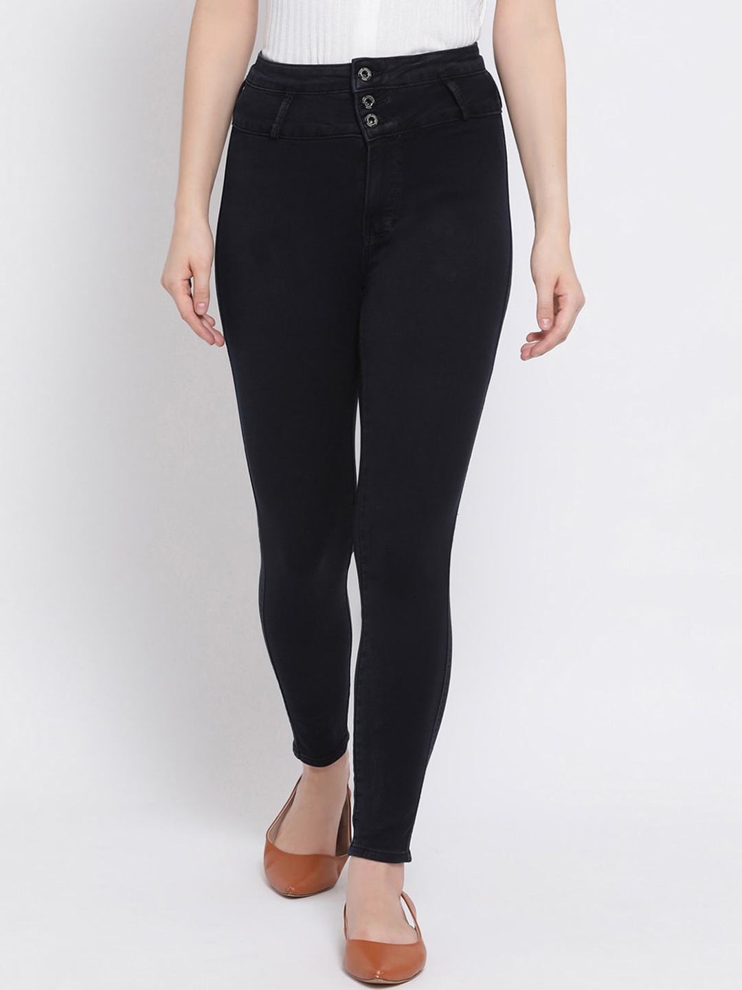 

Code 61 Women Navy Blue Skinny Fit High-Rise Clean Look Stretchable Jeans