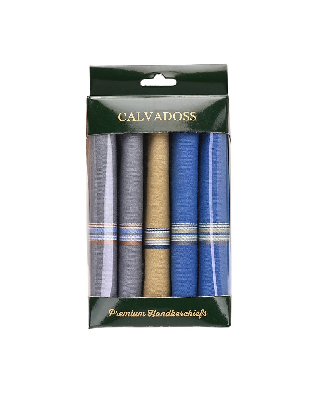 

Calvadoss Men Pack Of 5 Solid Handkerchief Gift Set, Blue
