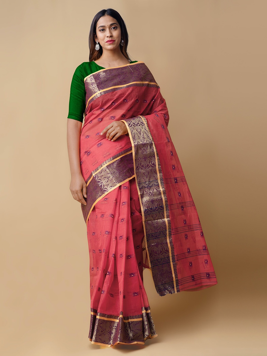 

Unnati Silks Red Woven Design Pure Cotton Saree