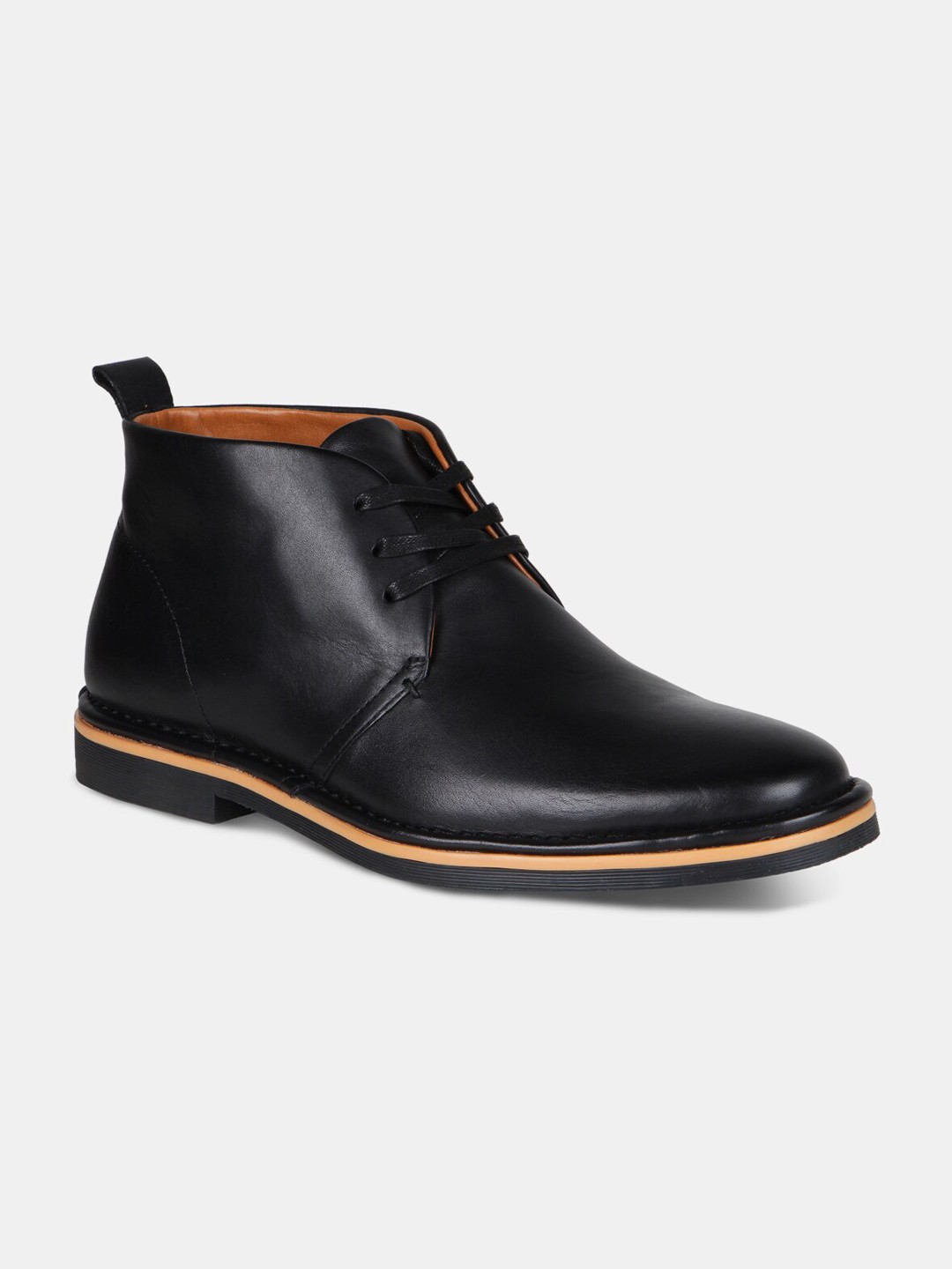 

Kenneth Cole Men Black Solid Mid-Top Leather Formal Derbys
