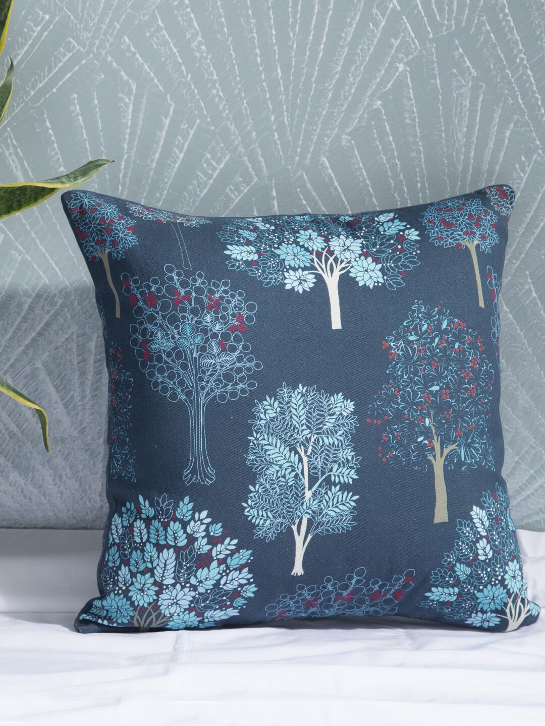 

PETAL HOME Blue Set of Single Floral Square Cushion Covers