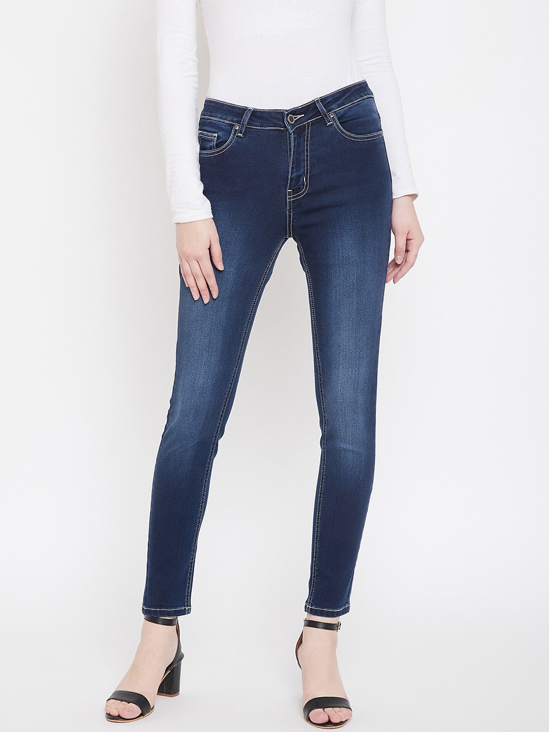 

Madame Women Navy Blue Regular Fit Mid-Rise Clean Look Jeans