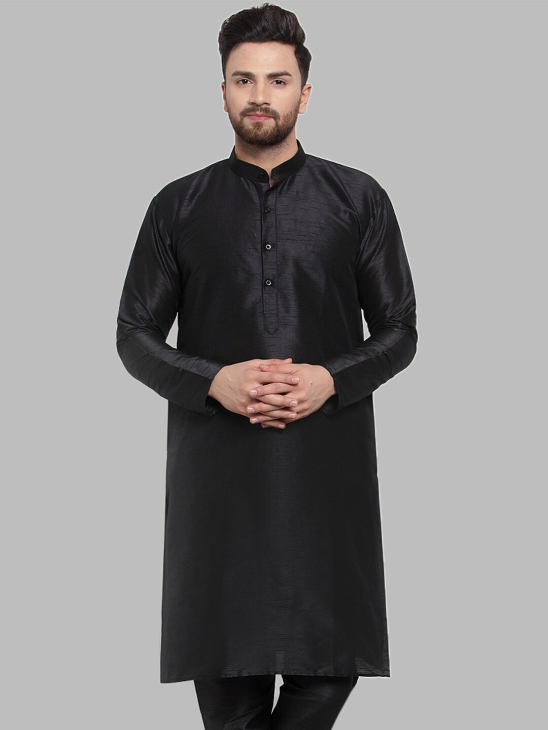 Jompers Men Black Solid Straight Kurta
