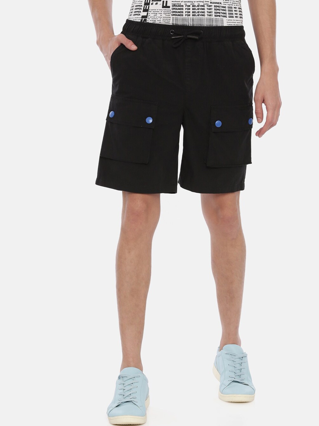 

Breakbounce Men Black Solid Slim Fit Cargo Shorts