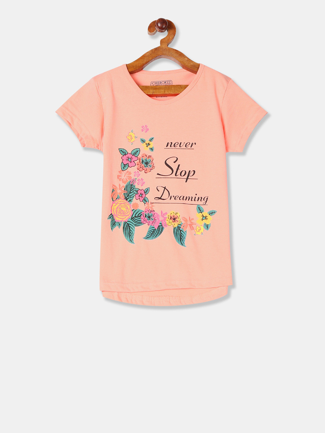 

Cherokee Girls Orange Printed Round Neck T-shirt