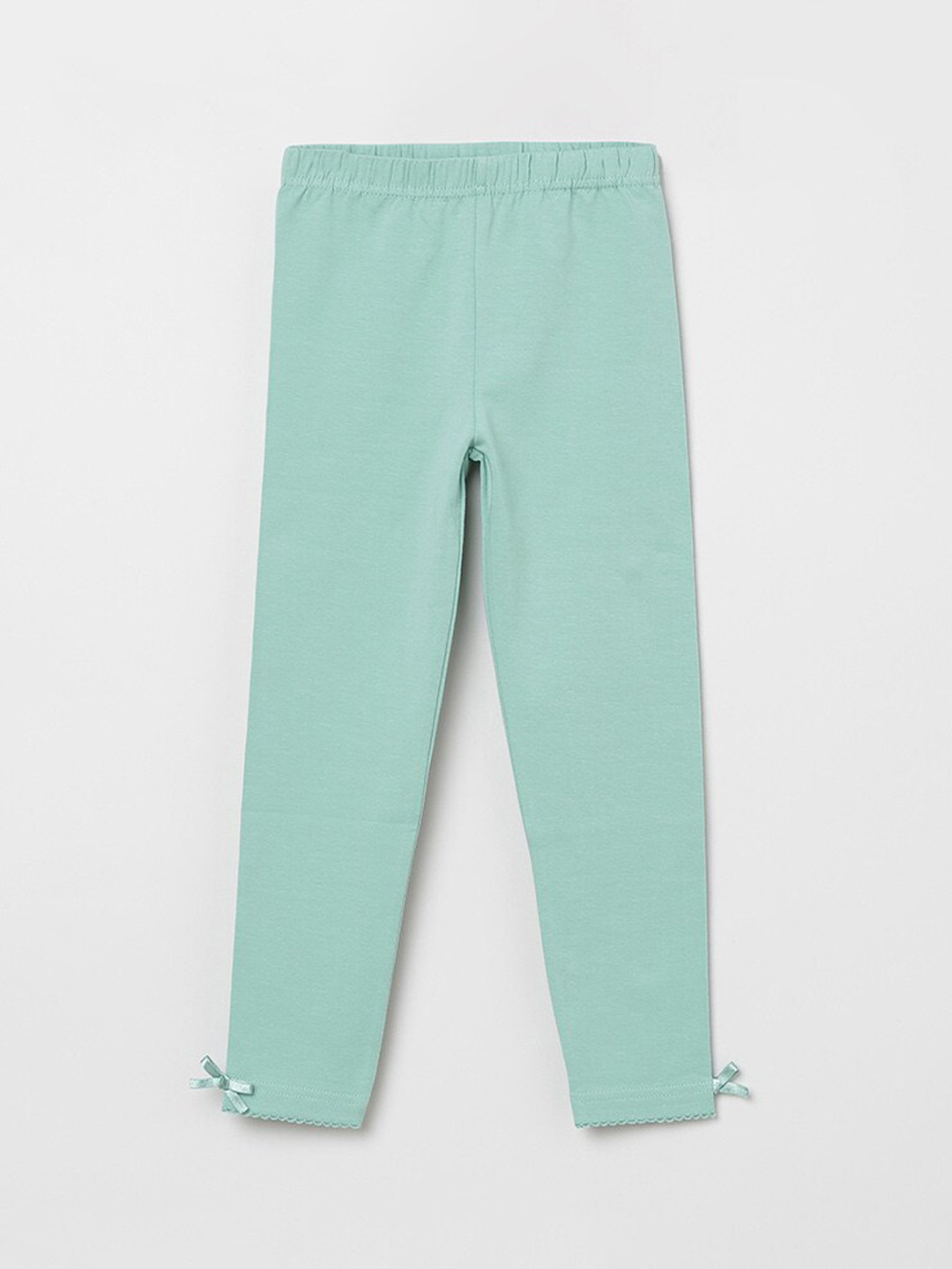 

max Girls Sea Green Solid Ankle-Length Leggings