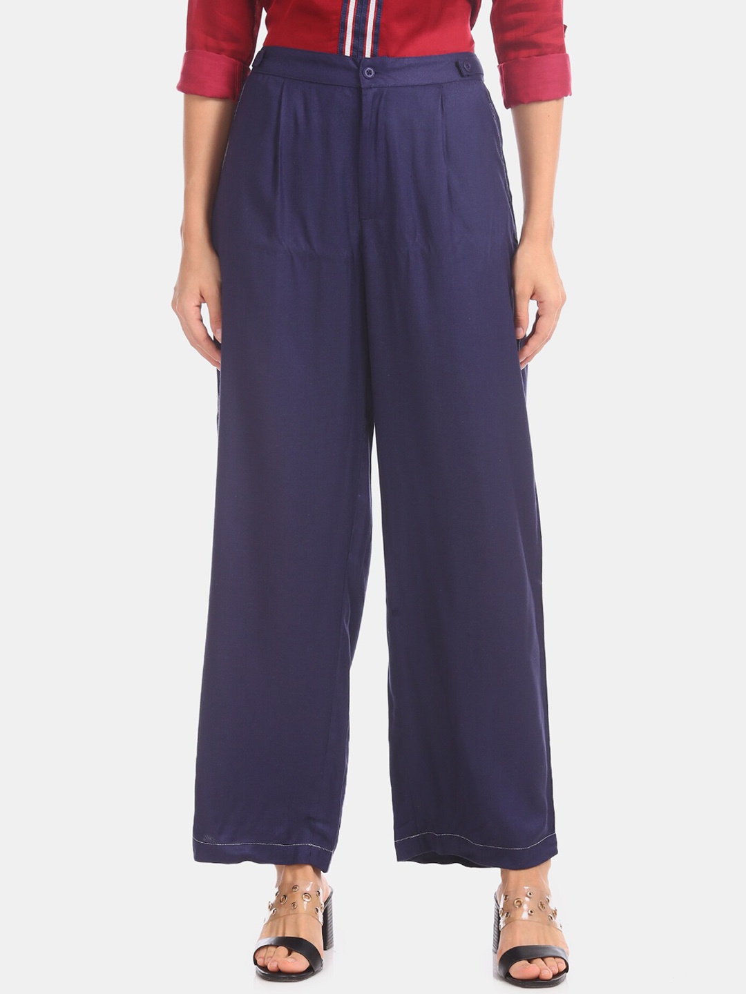 

U.S. Polo Assn. Women Blue Regular Fit Solid Trousers