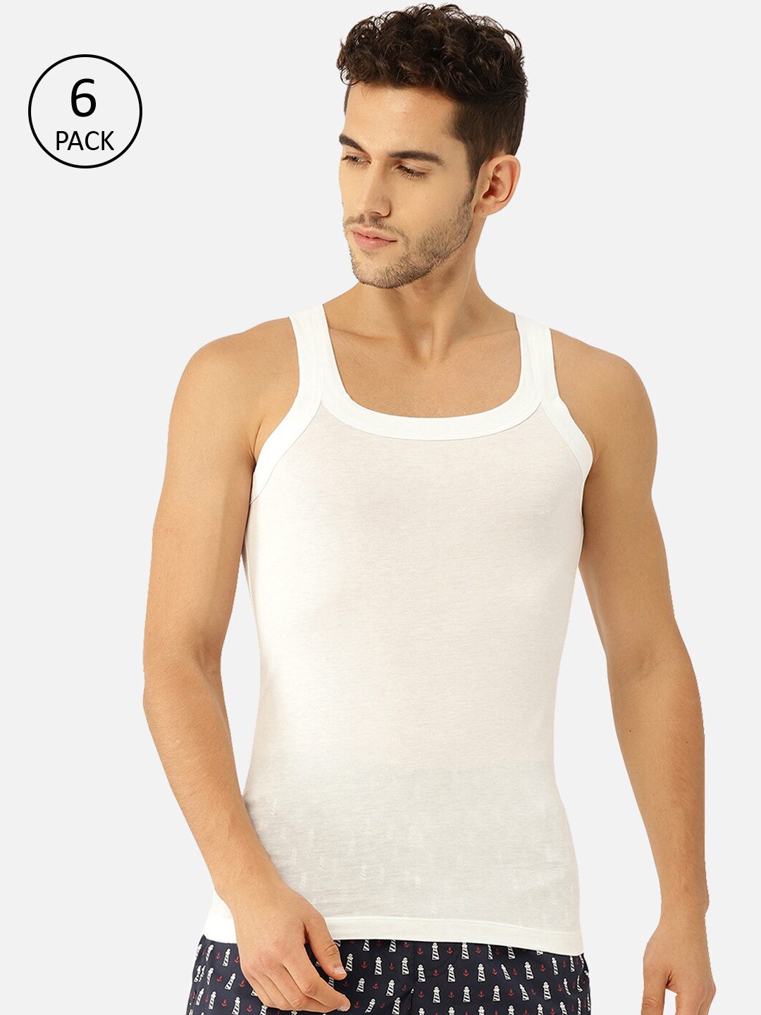 

XYXX Men Bamboo Cotton Square Neck Pack of 6 Apollo Vests XYBSQVEST6PCKN01, White