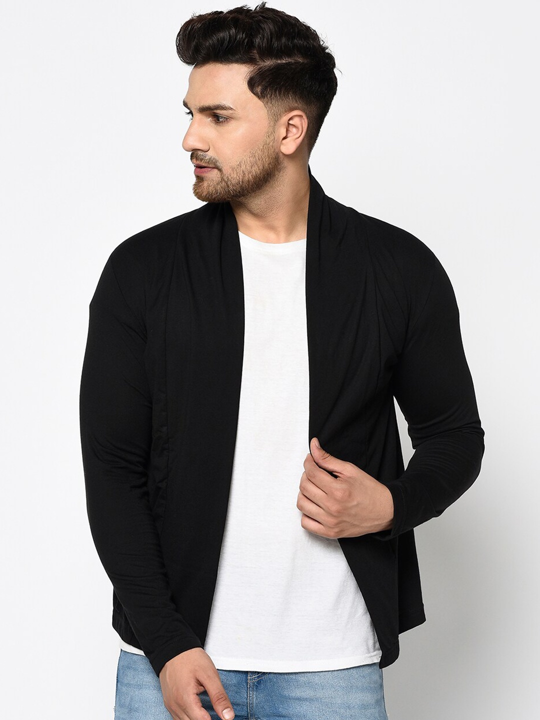 

Rigo Printed Open Front Shrug, Black