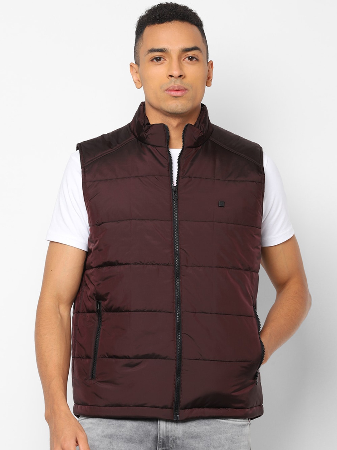 

Allen Solly Men Maroon Solid Padded Jacket