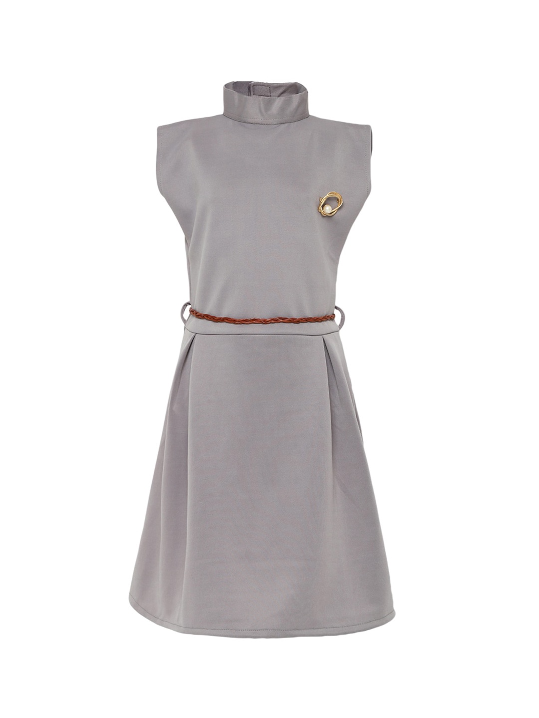 

Kidling Girls Grey Solid Fit and Flare Dress