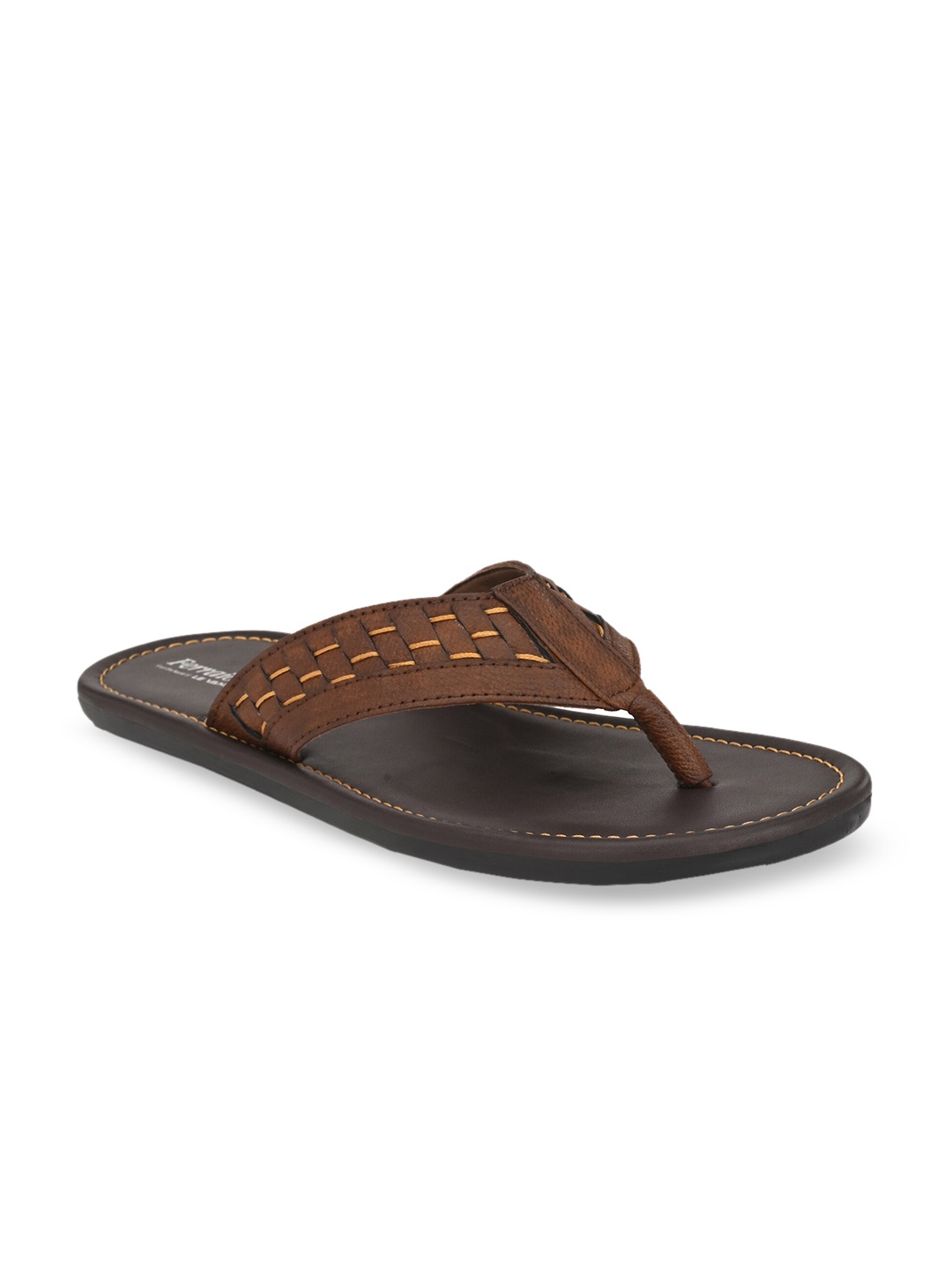 

Ferraiolo Men Brown & Mustard Yellow Woven Design Comfort Sandals