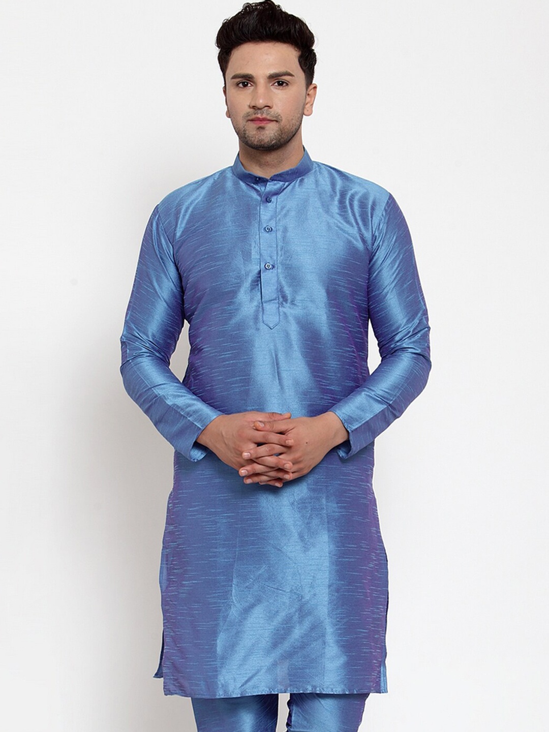 

Jompers Men Blue Solid Straight Kurta