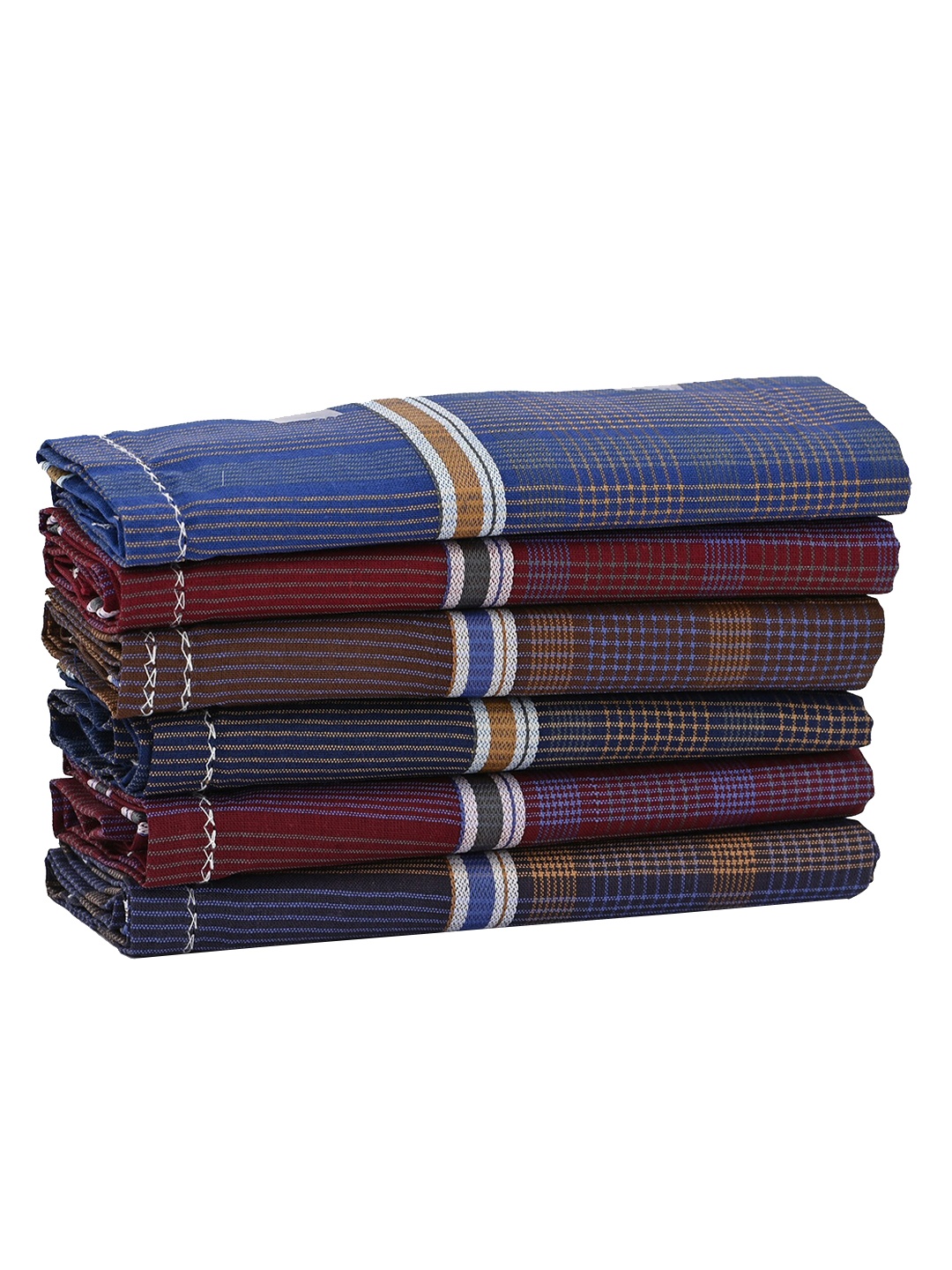 

Calvadoss Men Pack Of 6 Checked Ultra Premium Handkerchiefs Gift Set, Blue